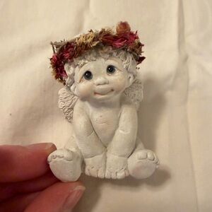 Dreamsicles Cherub Angel Figurine w/ Floral Crown, Vintage 1990s, Kristin Haynes